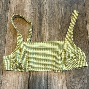 Green gingham bikini top